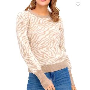 Vero Moda Tari Animal Print Jacquard Crew Neck Sweater, size Small